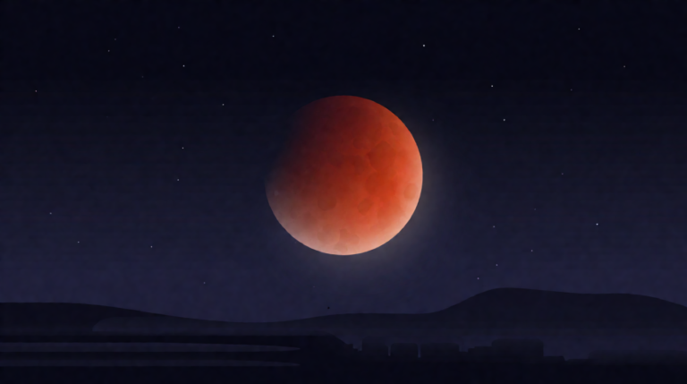Eclipse lunar parcial iluminó el cielo nocturno con tonalidades rojizas en su punto máximo