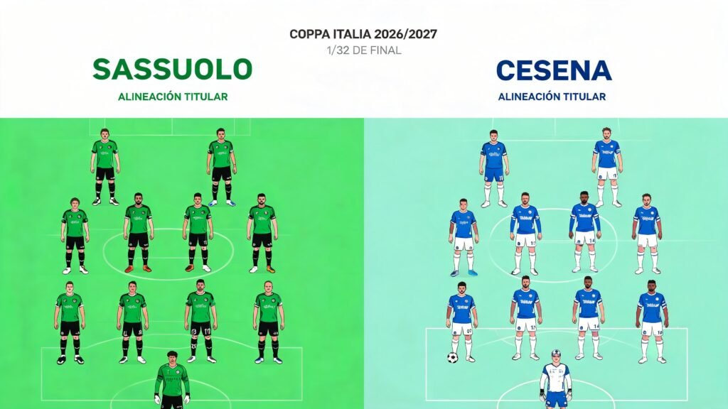 Alineaciones de Sassuolo vs Cesena en la Coppa Italia 2026/2027