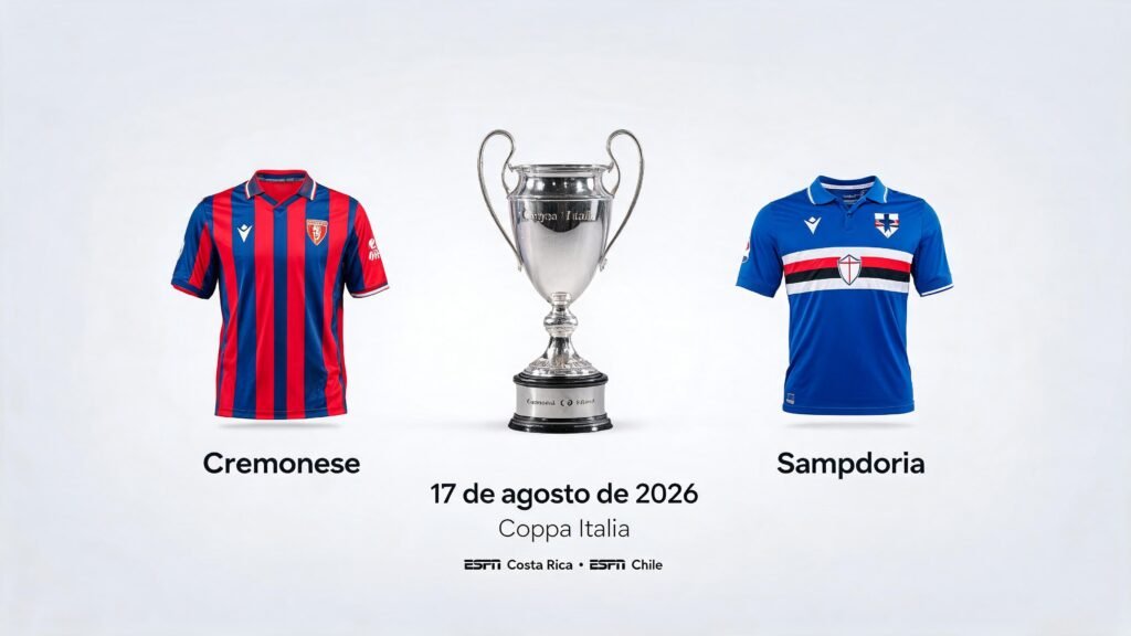 Cremonese enfrenta a Sampdoria en la Coppa Italia el 17 de agosto de 2026