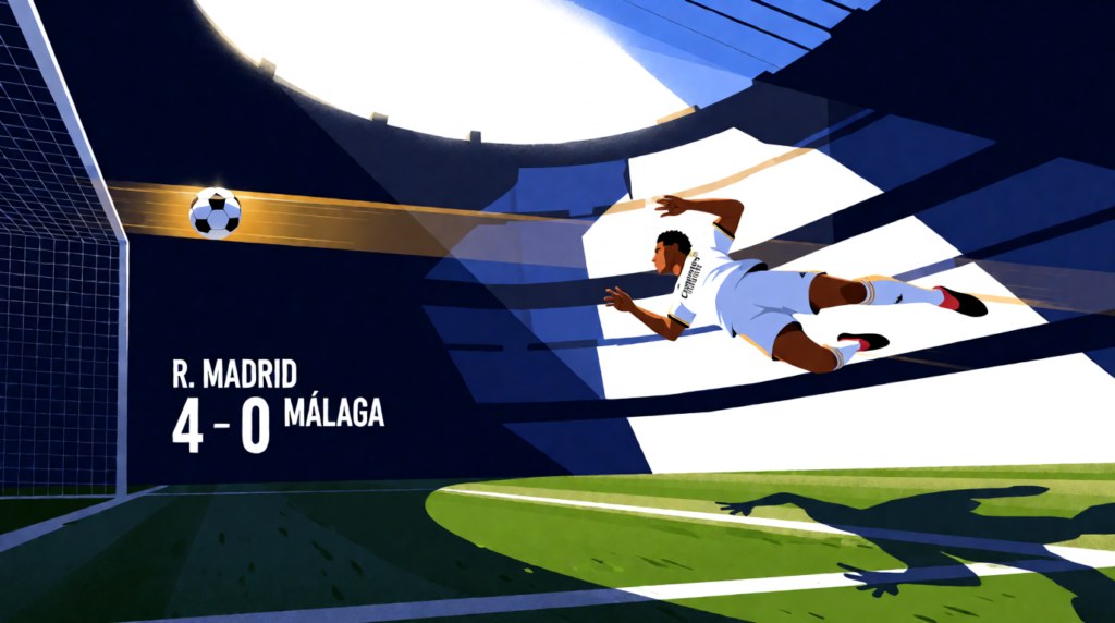 Bellingham marca un golazo en goleada del Real Madrid 4-0 ante Málaga por LaLiga