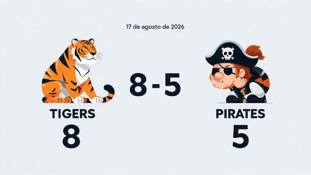 Tigers vencen a Pirates 8-5 en el partido del 17 de agosto de 2026