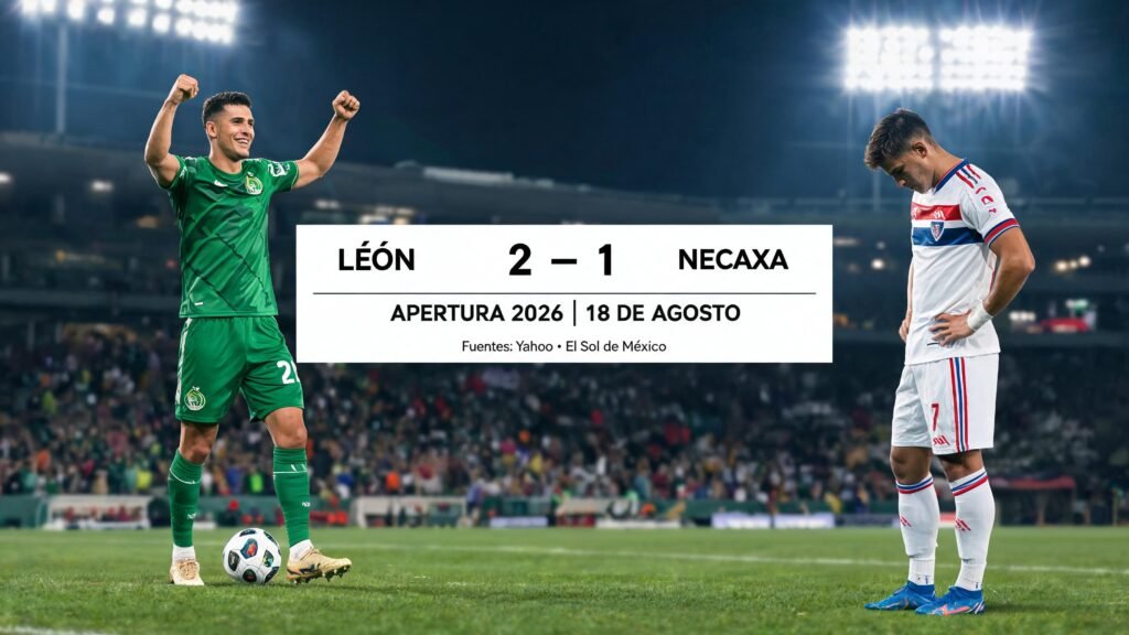 León vence a Necaxa 2-1 en la Apertura 2026
