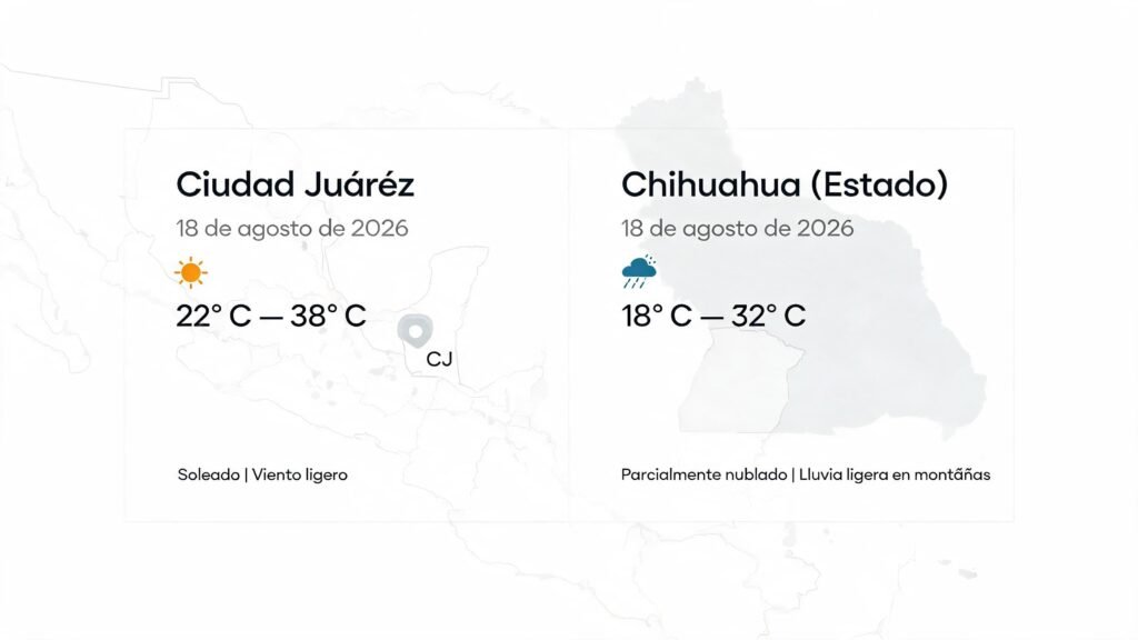 Pronóstico del clima en Ciudad Juárez y Chihuahua para el 18 de agosto de 2026