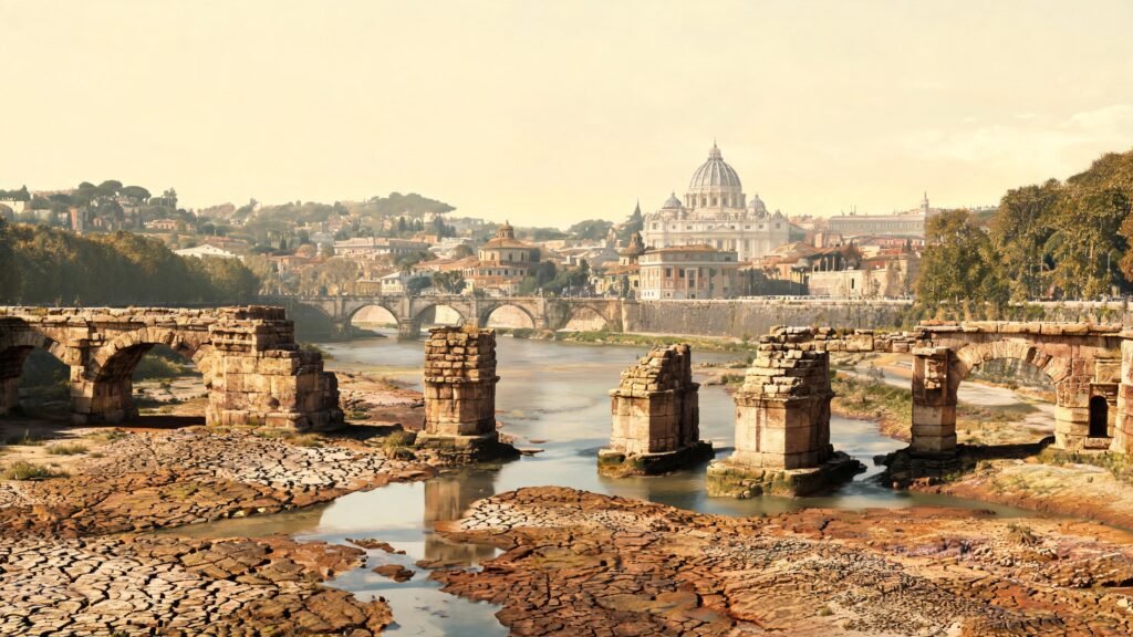 La sequía revela restos de un puente romano en el Tíber