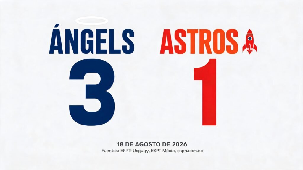 Angels vencen a Astros 3-1 según estadísticas de ESPN