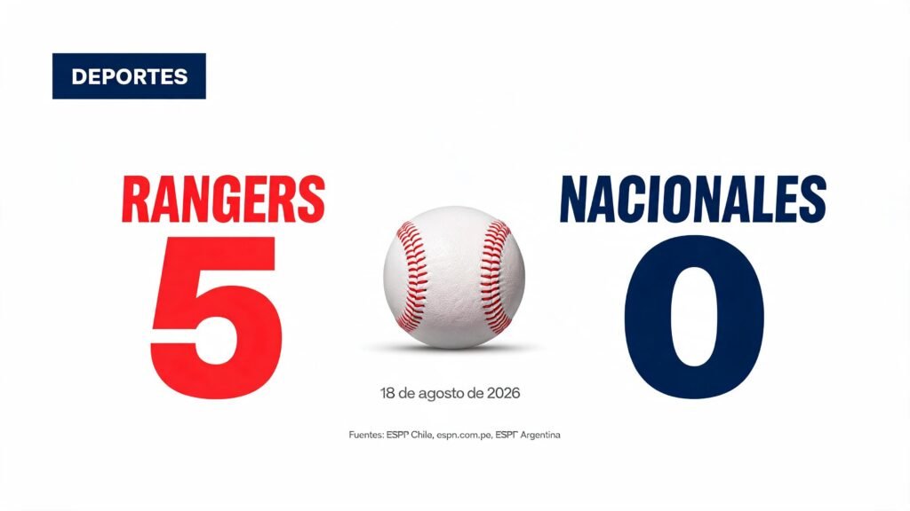 Rangers goleó a Nationals 5-0 el 18 de agosto de 2026