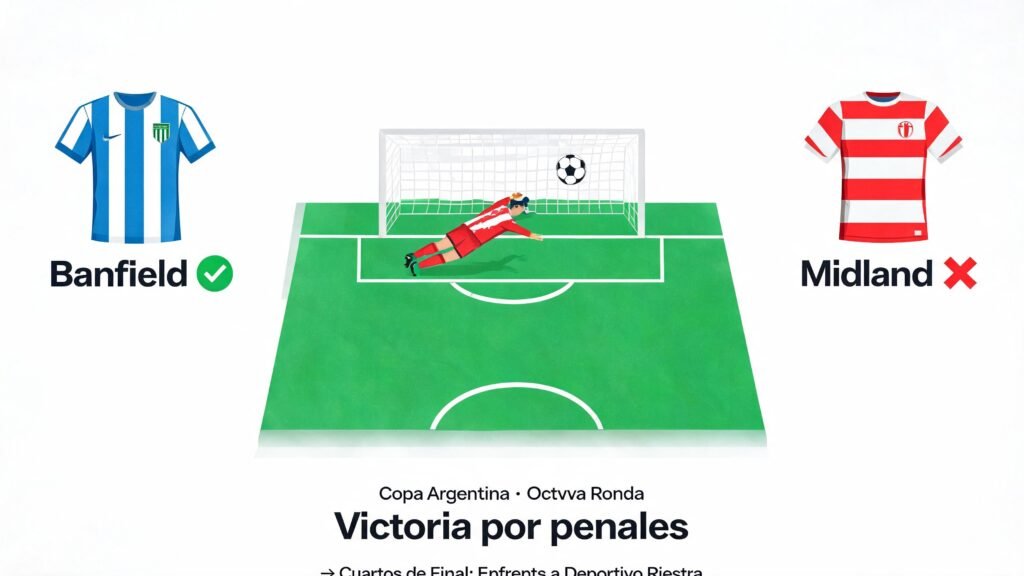 Banfield elimina a Midland por penales y avanza a cuartos de la Copa Argentina