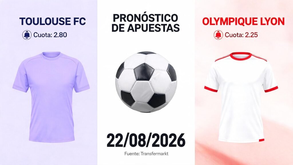 Toulouse FC vs Olympique Lyon: Pronóstico y cuotas para el 22/08/2026