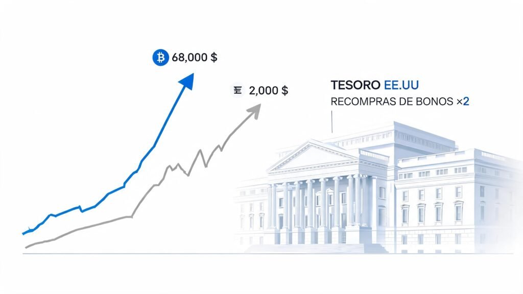Bitcoin sube a 68,000 dólares tras movimiento del Tesoro de EE. UU.