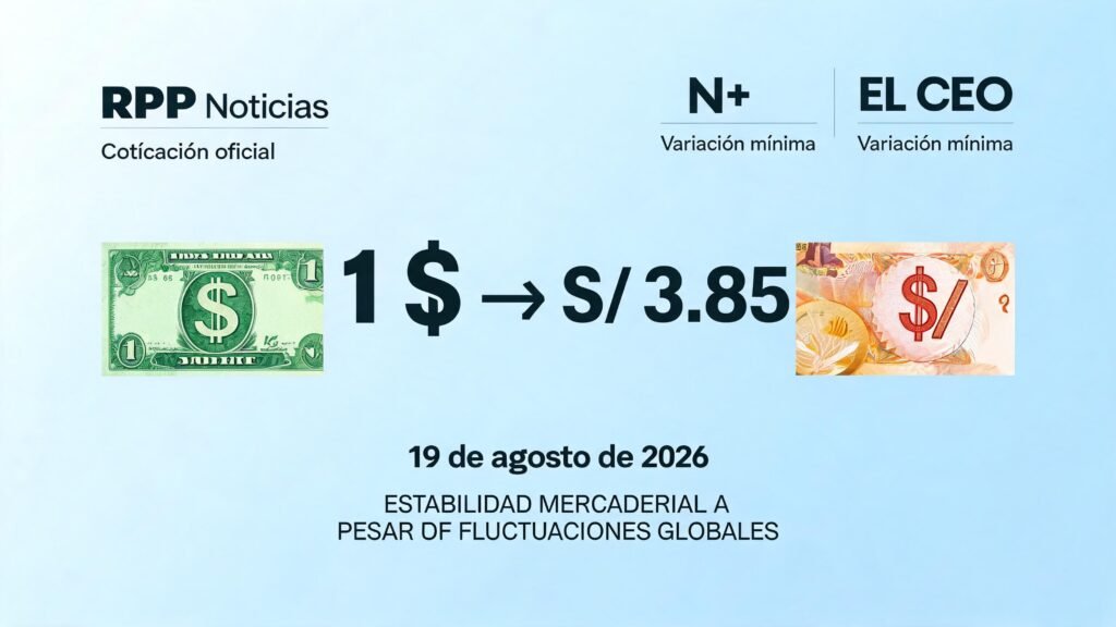 Precio del dólar en Perú y tipo de cambio hoy 19 de agosto de 2026