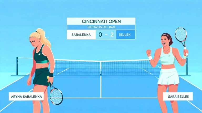 Sabalenka pierde 0‑2 ante Bejlek en octavos del Cincinnati Open