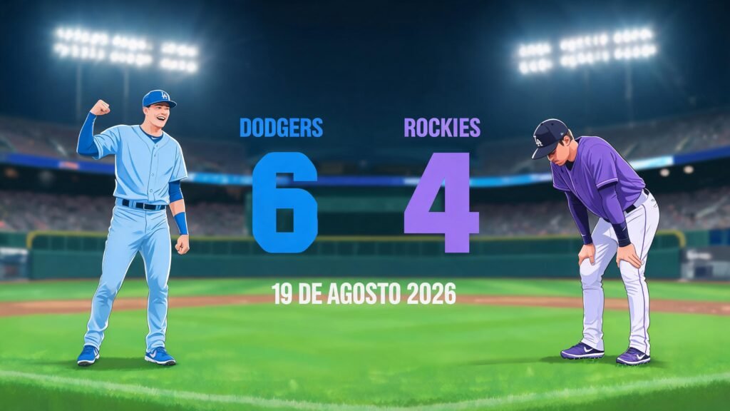 Dodgers vencen a Rockies 6‑4 en juego de MLB del 19 de agosto