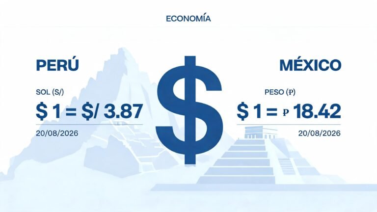 Tipo de cambio del dólar se actualiza este 20 de agosto de 2026 en Perú y México