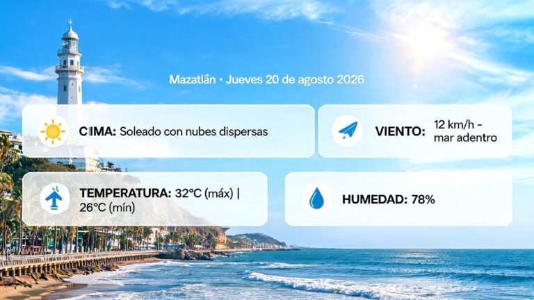 Clarin.com publica pronóstico del tiempo para Mazatlán el jueves 20 de agosto de 2026