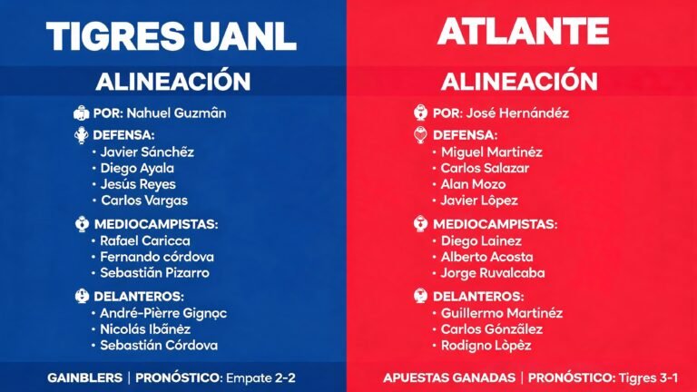Tigres y Atlante: alineaciones y pronósticos para el Apertura 2026